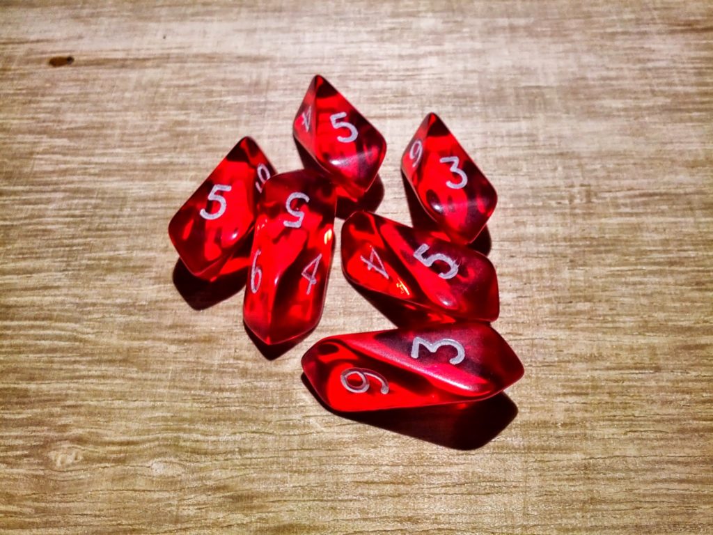 Photo of crystal-shaped six-sided dice